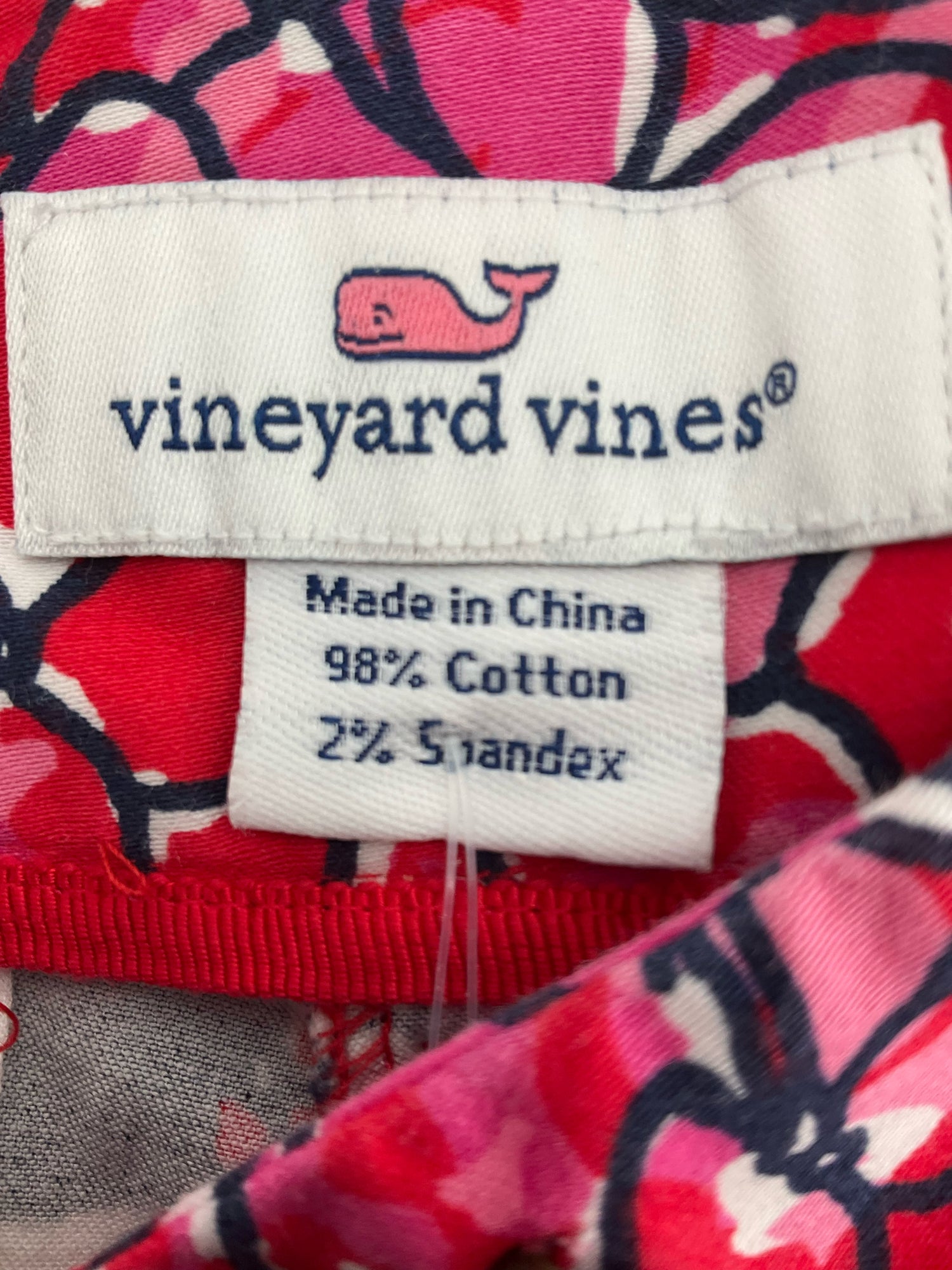 Vineyard Vines Hydrangea Floral Print Chino Shorts Red White Blue Size 10