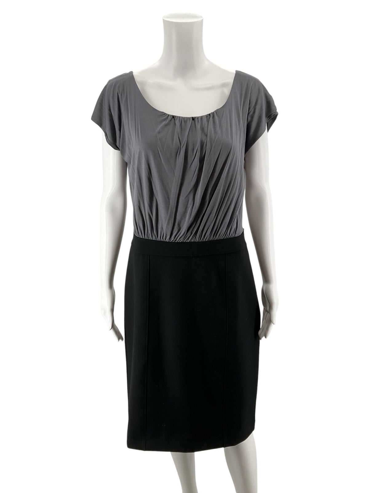 Ann Taylor LOFT Gray &amp; Black Colorblock Cap Sleeve Sheath Dress Size 6 - ONLINE ONLY