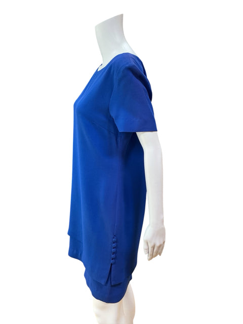 Donna Ricco Blue Sheath Vintage Cobalt Blue Sheath Dress Short Sleeve Made in USA Size 8 - Size 8