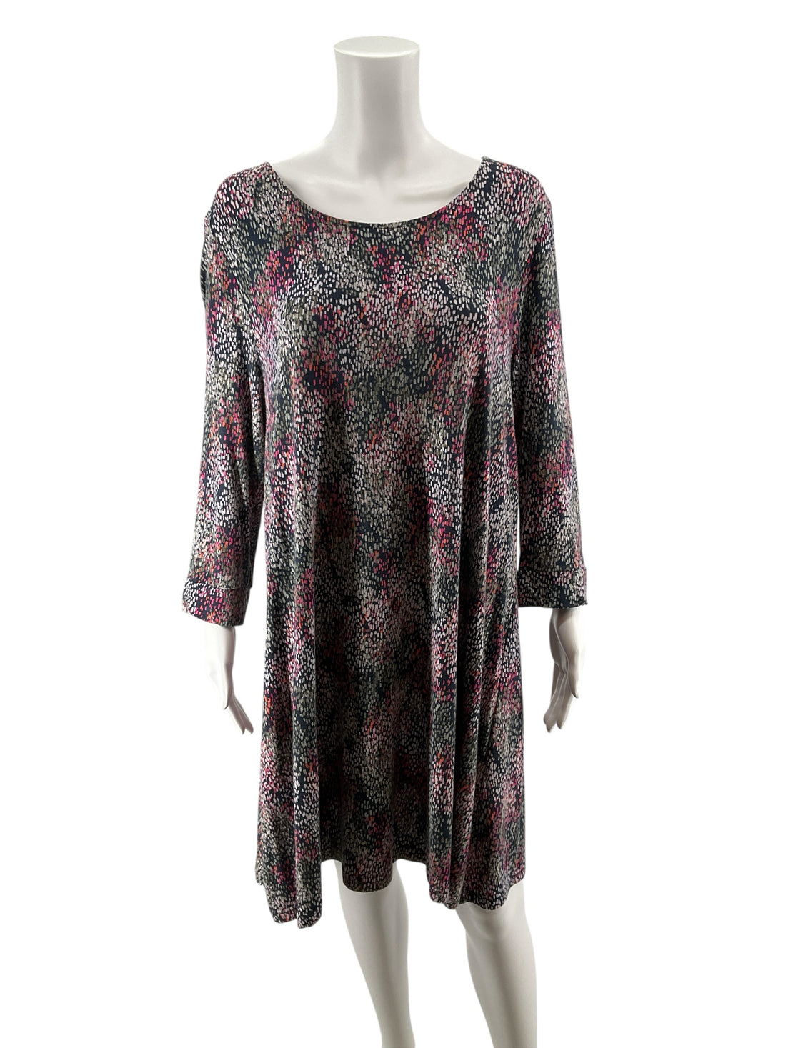 Joules Navy Abstract Print Swing Tunic Dress 3/4 Sleeve US 14