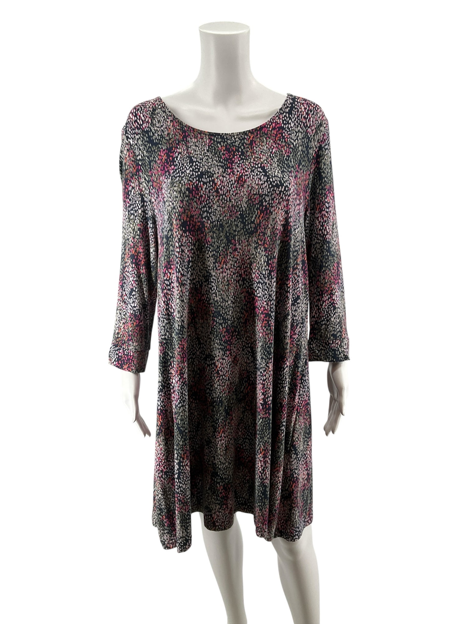 Joules Navy Abstract Print Swing Tunic Dress 3/4 Sleeve US 14