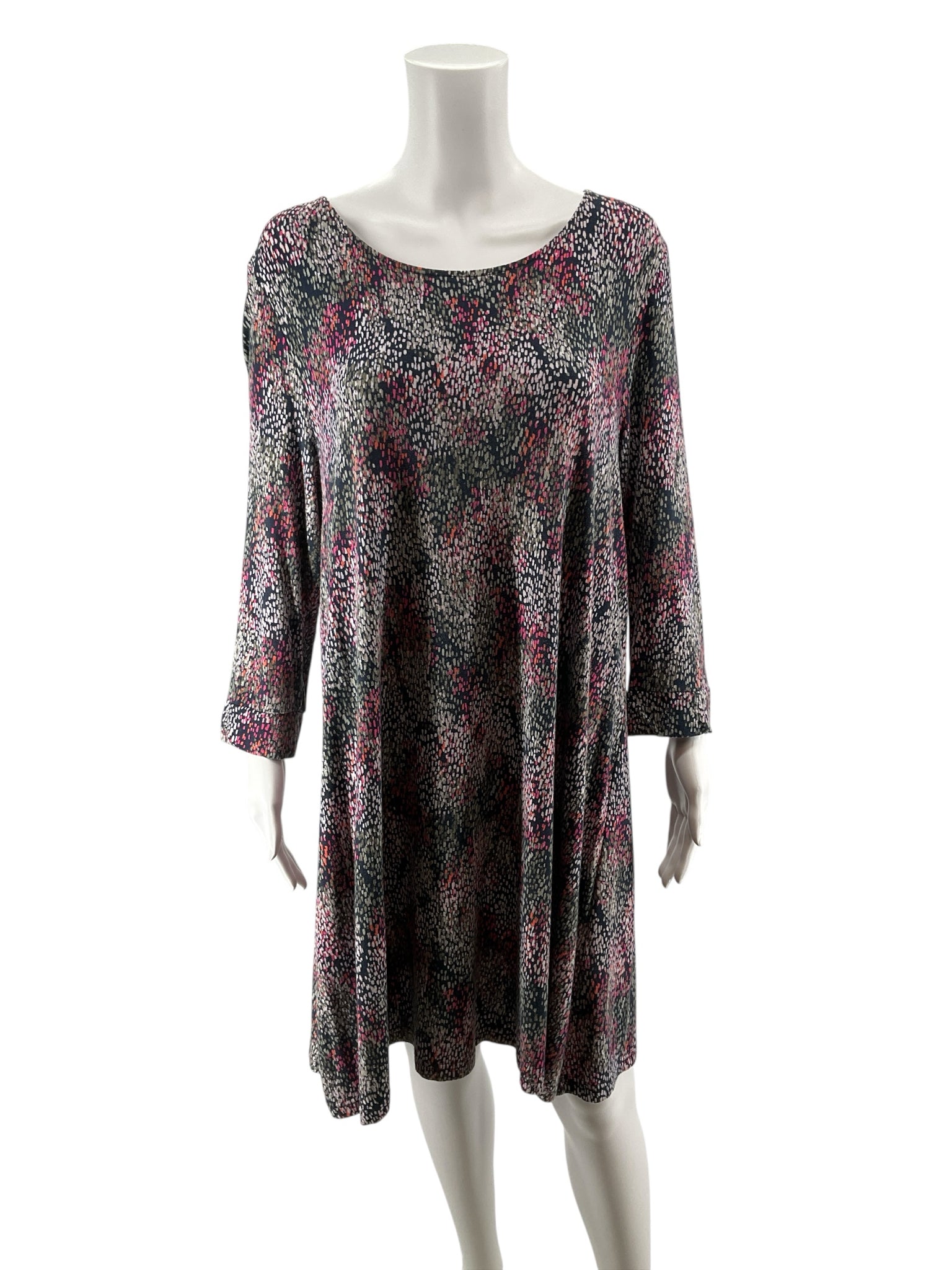 Joules Navy Abstract Print Swing Tunic Dress 3/4 Sleeve US 14