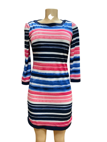 Vince Camuto Painterly Stripe Sheath Dress Blue Pink Size 4 - ONLINE ONLY