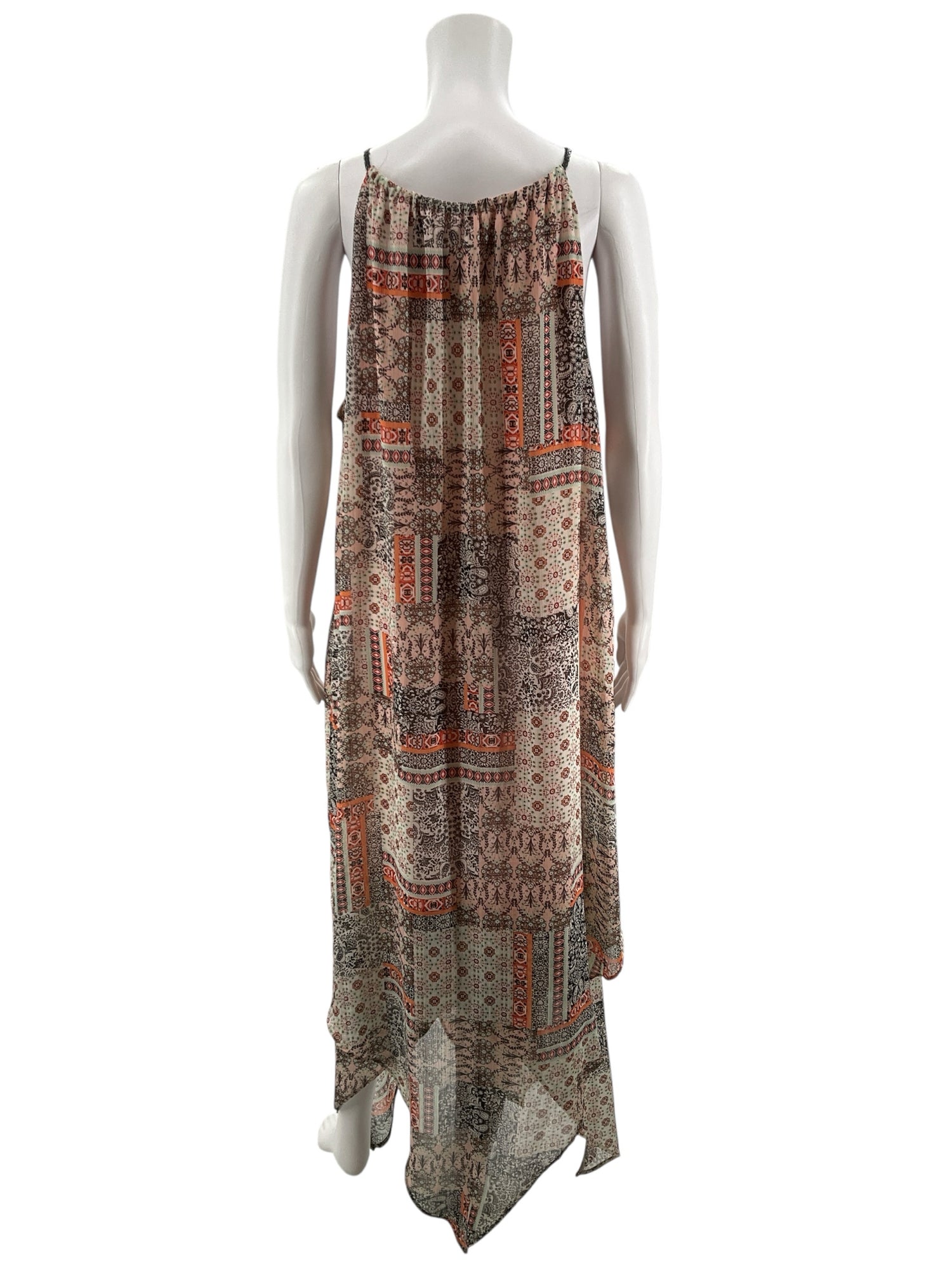 SOHO APPAREL LTD. multi Maxi Soho Apparel Bohemian Patchwork Maxi Dress Sleeveless Handkerchief Hem XL - Size XL