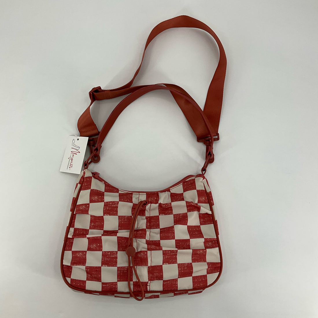 Madden Girl White &amp;amp; Rust Checkered Crossbody Purse - ONLINE ONLY