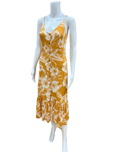 Roxy Size M Orange/White Floral Dress