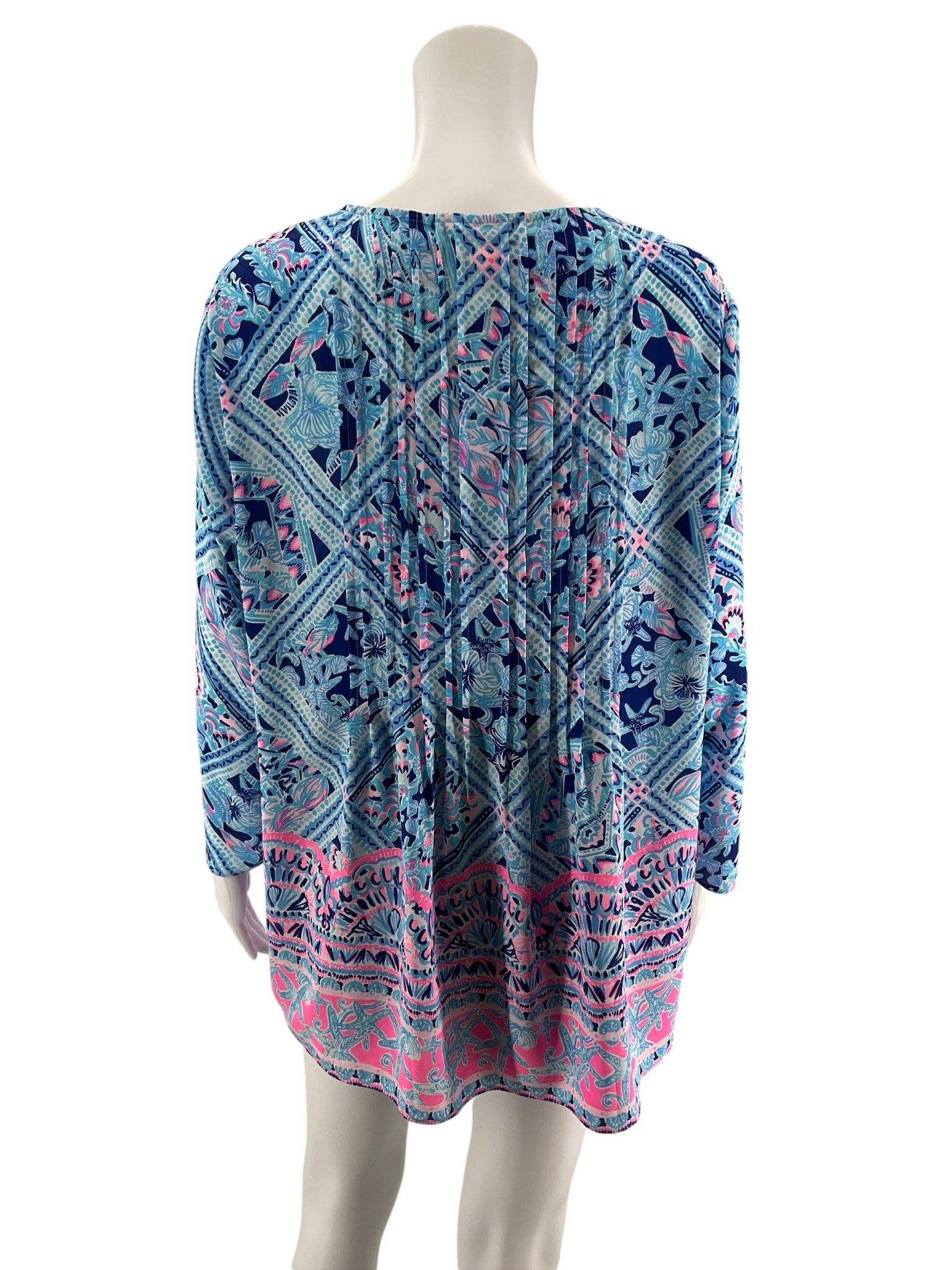 Lilly Pulitzer Size L Blue/Aqua/Pink/White Pre-Owned Ladies Tops