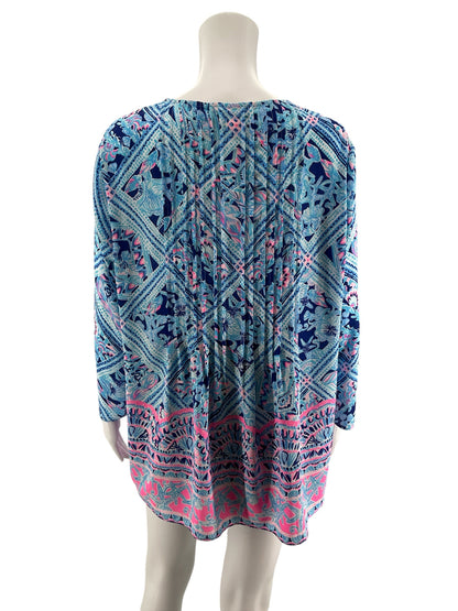 Lilly Pulitzer Size L Blue/Aqua/Pink/White Pre-Owned Ladies Tops
