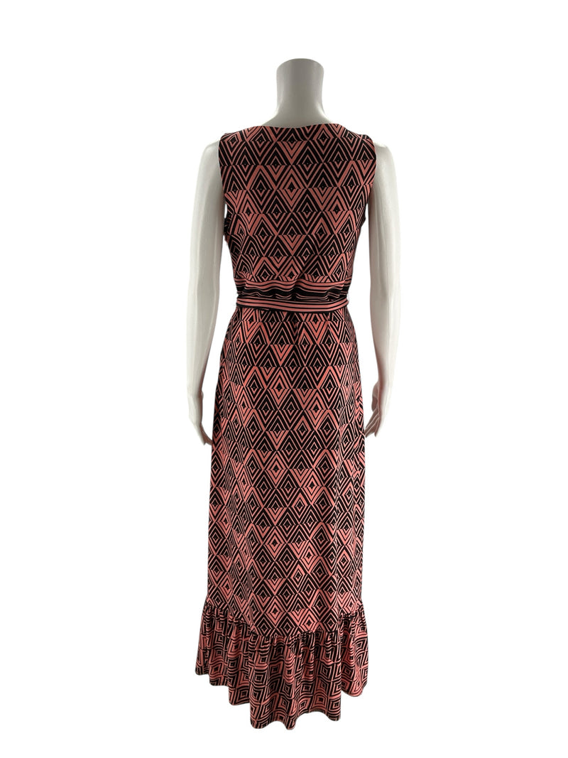 Taylor Coral/Navy Print Pre-Owned Ladies Dress - Size 8