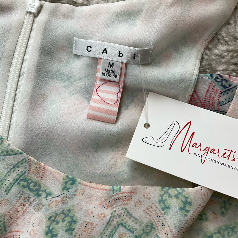 Cabi White/multi Print Pre-Owned Ladies Top - Size Medium - Margaret’s Fine Consignment
