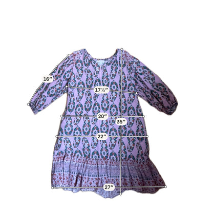 Knox Rose purple/green/orange/pink 3/4 Sleeve Floral Boho Midi Dress Tie Waist 3/4 Sleeve Small - Size S