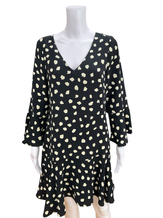 Julie Brown Size 6 black/tan Print Consignment Ladies Dress