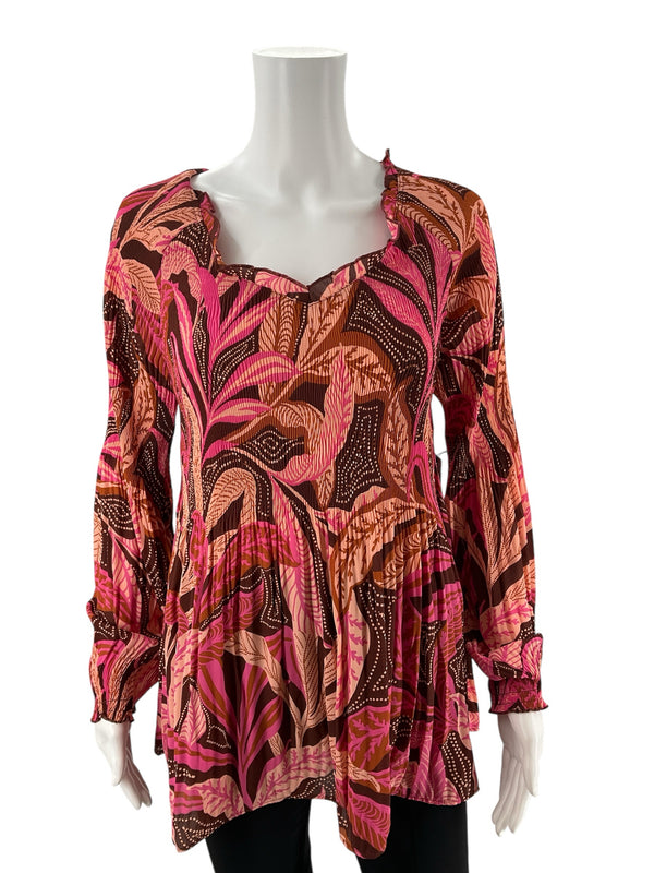 Sunny Leigh Pink Print Pre-Owned Ladies Top - Size Small