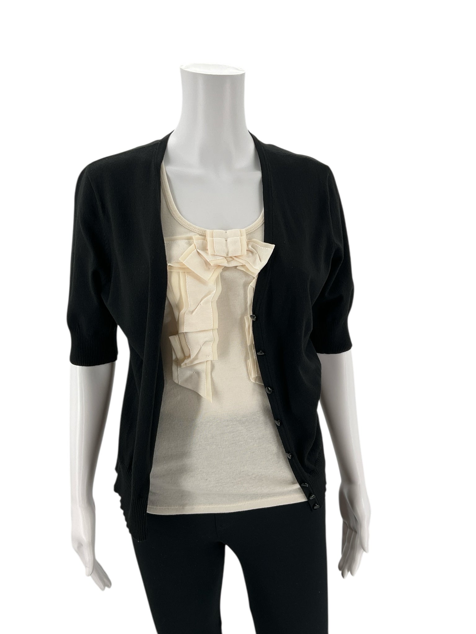 Ann Taylor Black Solid Pre-Owned Shrug - Size Large