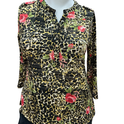 Cathy Daniels Black/Brown/Red Pre-Owned Ladies Top - Size Large - Margaret’s Fine Consignment