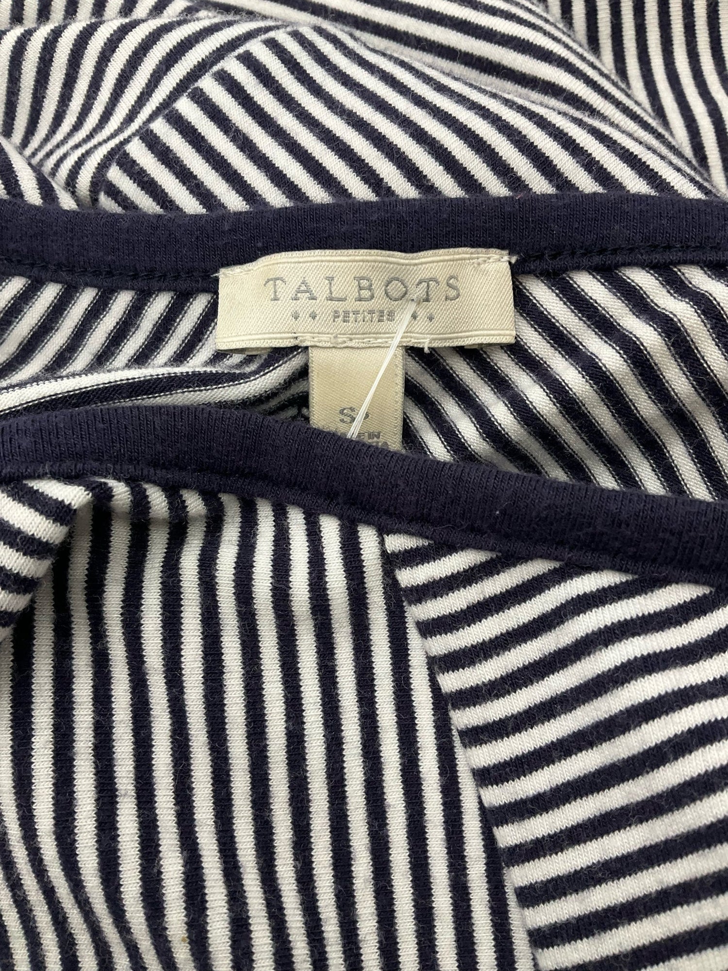 Talbots Navy/White Stripe Pre-Owned Ladies Dress - Size Small Petite