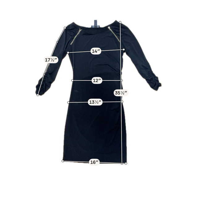 INC International Concepts Zipper Accent Ruched Sleeve Bodycon Dress Size S Black - ONLINE ONLY
