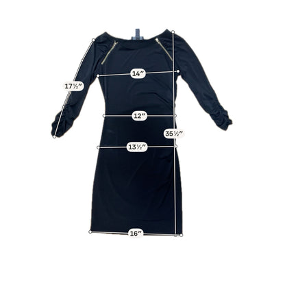 INC International Concepts Zipper Accent Ruched Sleeve Bodycon Dress Size S Black - ONLINE ONLY