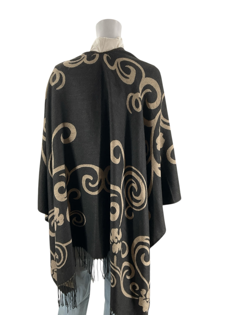 Adrienne Vittadin Black/Taupe Wwirls Pre-Owned Ladies Shrug - Size One Size Fits Most