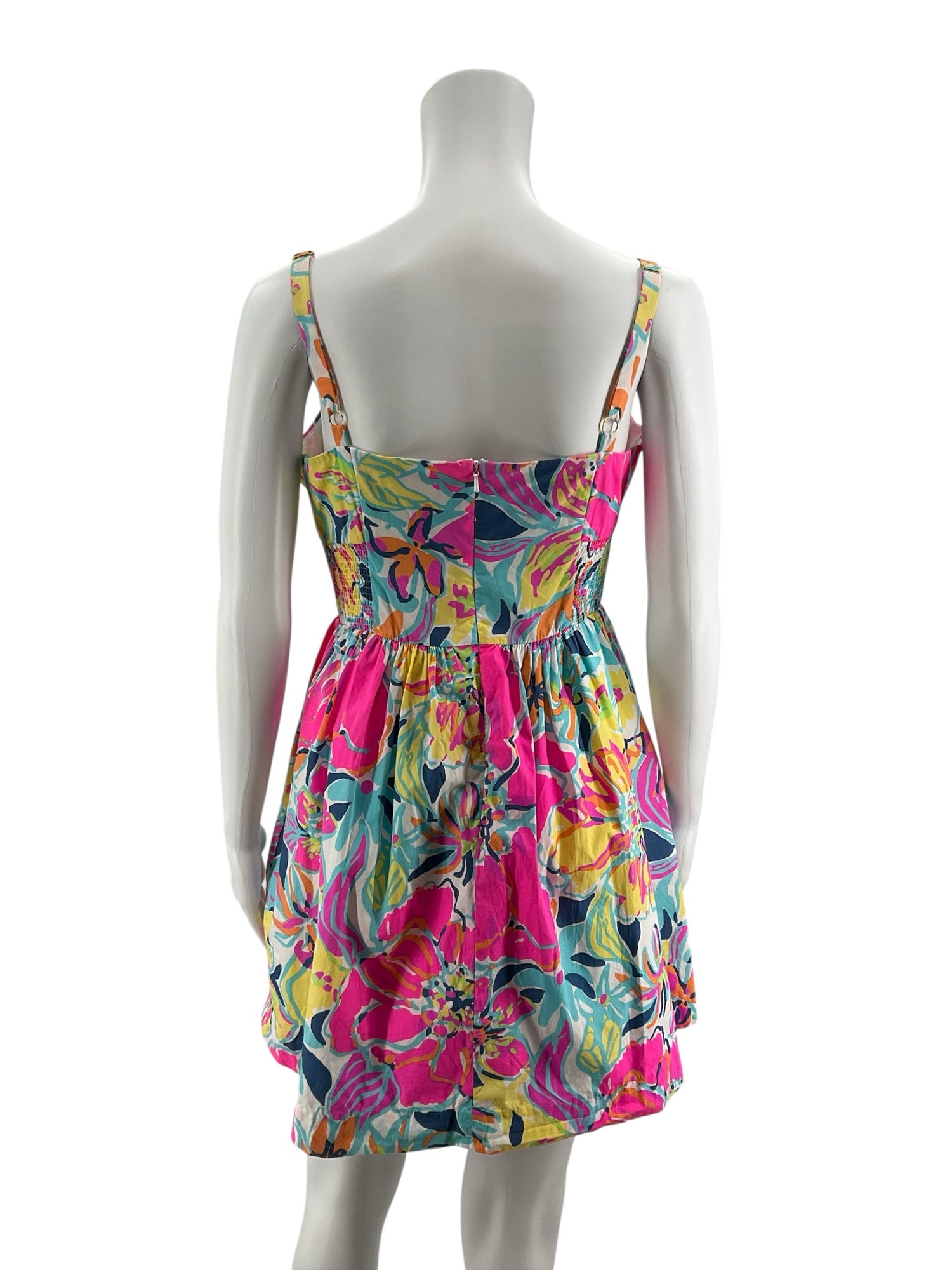 Lilly Pulitzer Delia Dress Hotty Pink First Impression Floral Mini Size 10