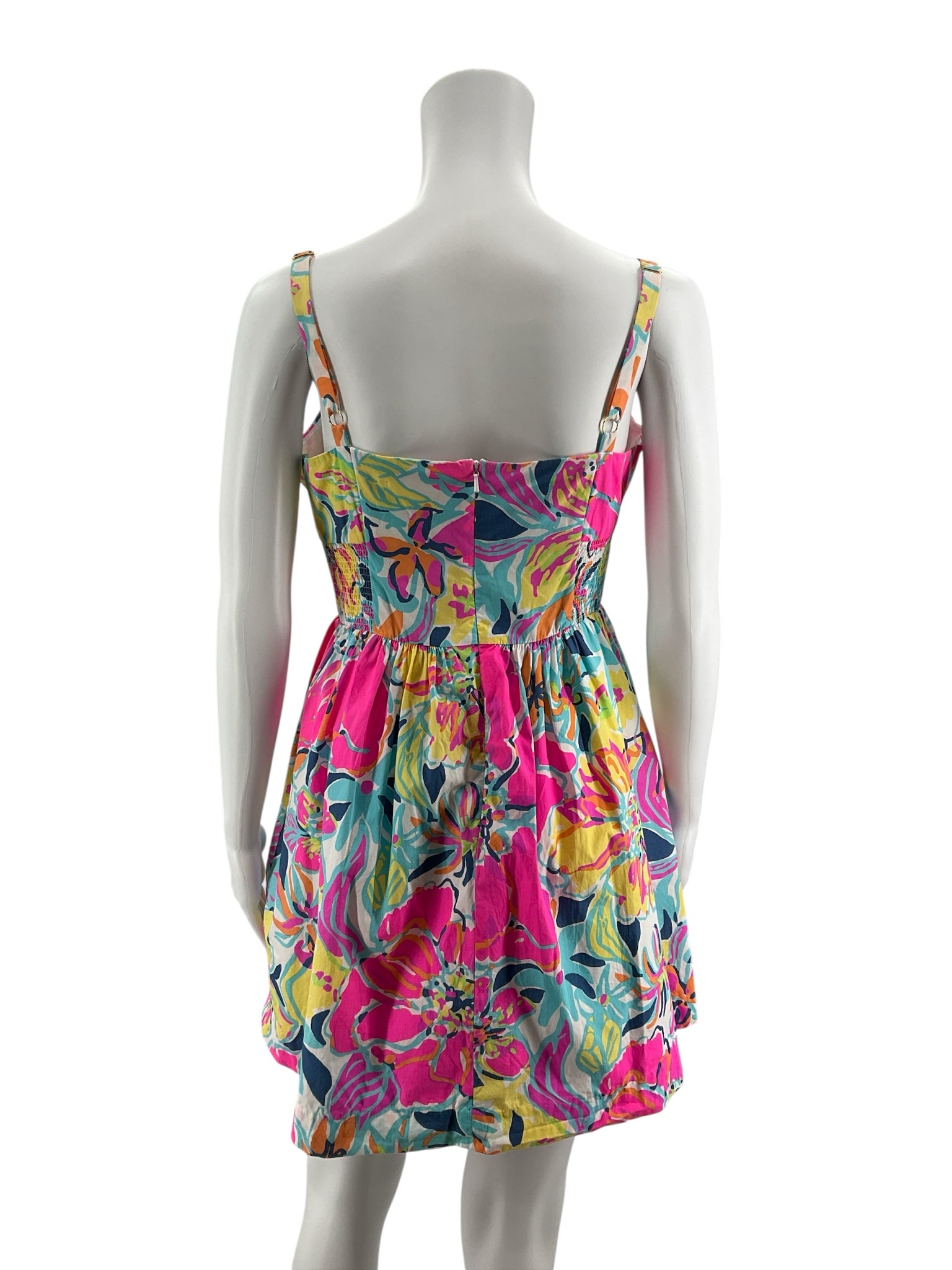 Lilly Pulitzer Delia Dress Hotty Pink First Impression Floral Mini Size 10
