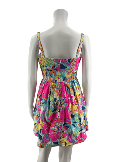 Lilly Pulitzer Delia Dress Hotty Pink First Impression Floral Mini Size 10