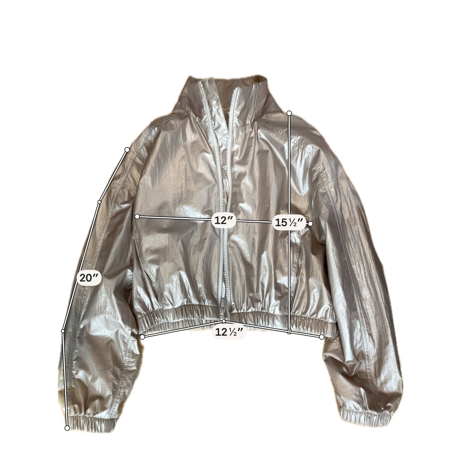 All in Motion Metallic Rose Gold Cropped Bomber Jacket Windbreaker Size XS