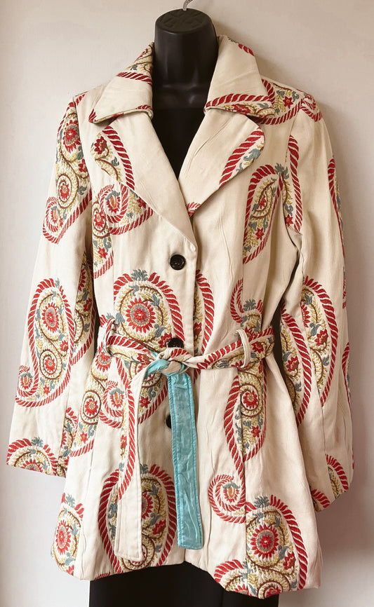 3 Sisters Size L tan/red Print Jacket