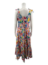 THML Multi Color Maxi Confetti Print Tie Shoulder Tiered Maxi Dress Size Large - Size L
