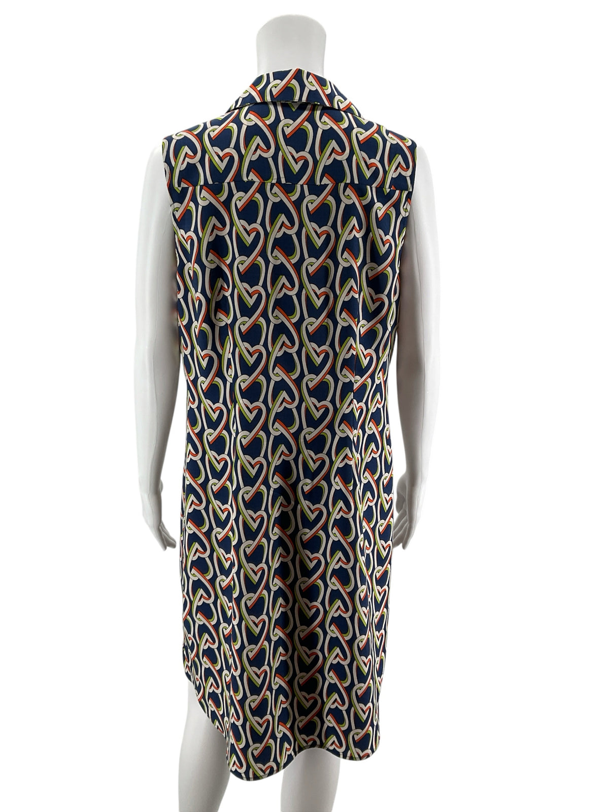 Cabi Heart of Gold Dress Sleeveless Button Front Shirtdress Hearts Print Size Medium