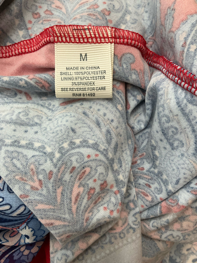 Tantrums Red/Blue Print Pre-Owned Ladies Top - Size Medium