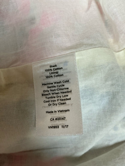 Talbots Floral Cotton Shift Dress Ruffle V-Neck Size 12