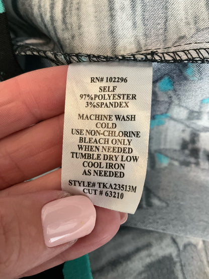 Connected Apparel Floral Sheath Dress Black White Teal Size 12
