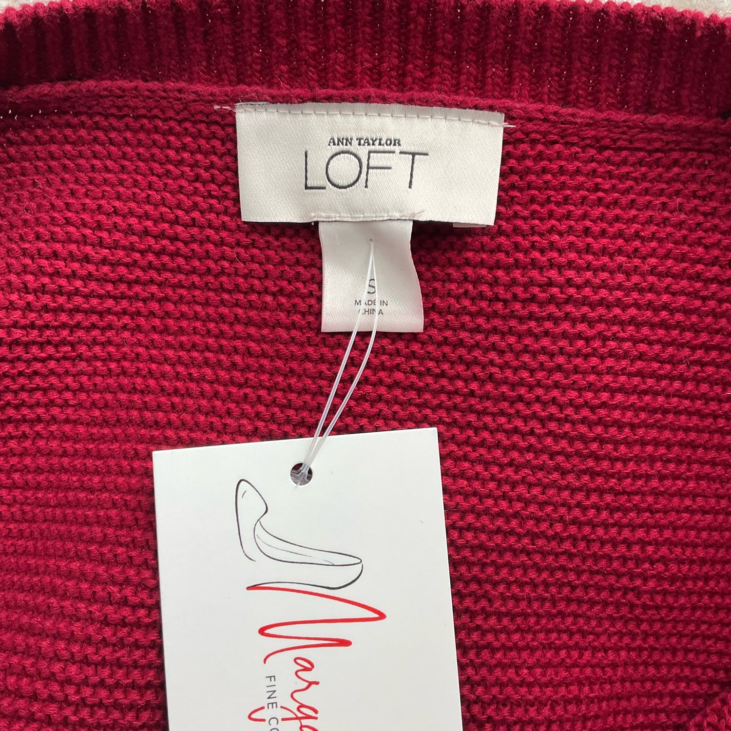 Loft Red Textured Ladies Pre-Owned Top - Size Small - Margaret’s Fine Consignment