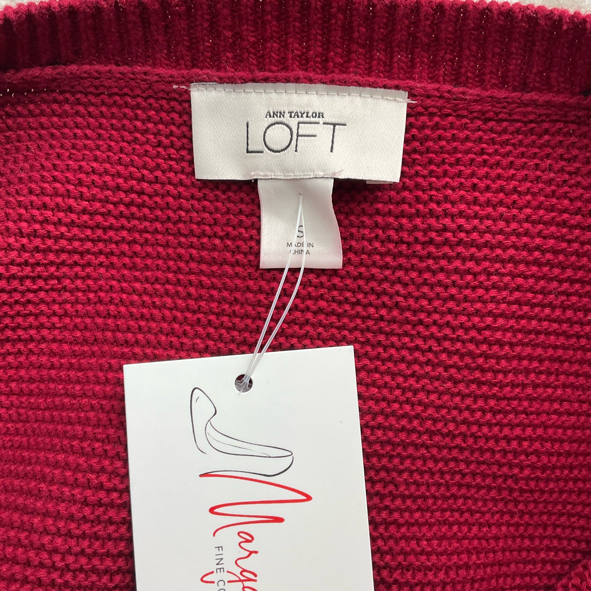 Loft Red Textured Ladies Pre-Owned Top - Size Small - Margaret’s Fine Consignment