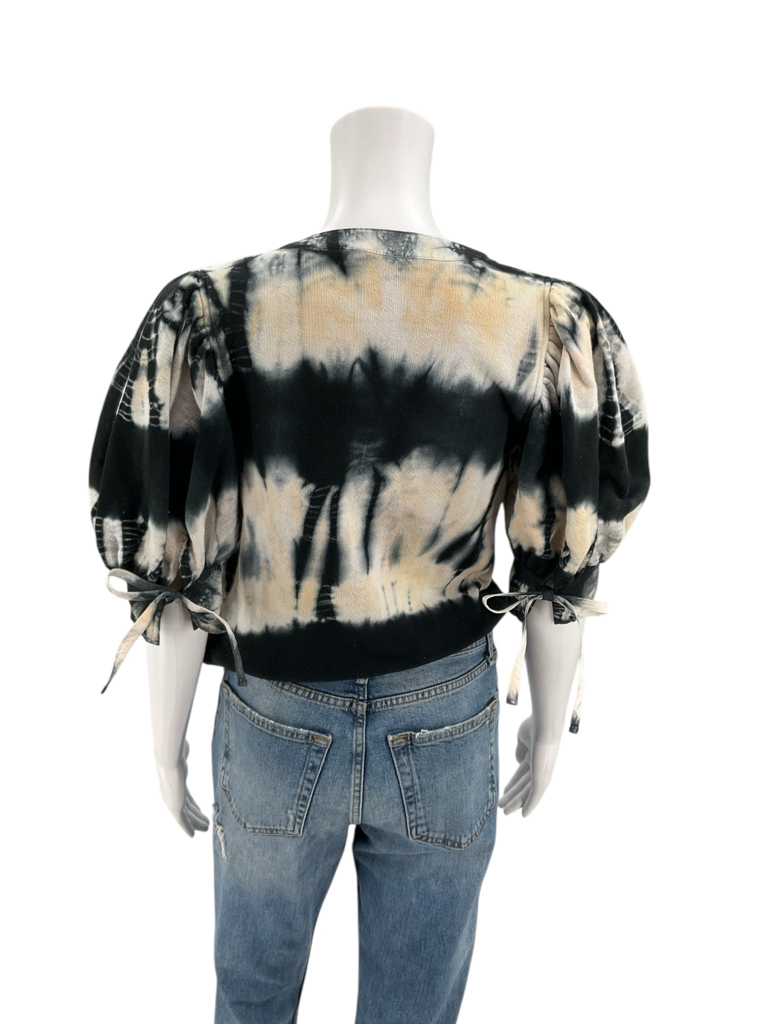 Ulla Johnson Black/White/Cream Tye Dye Top Size Small - rear view