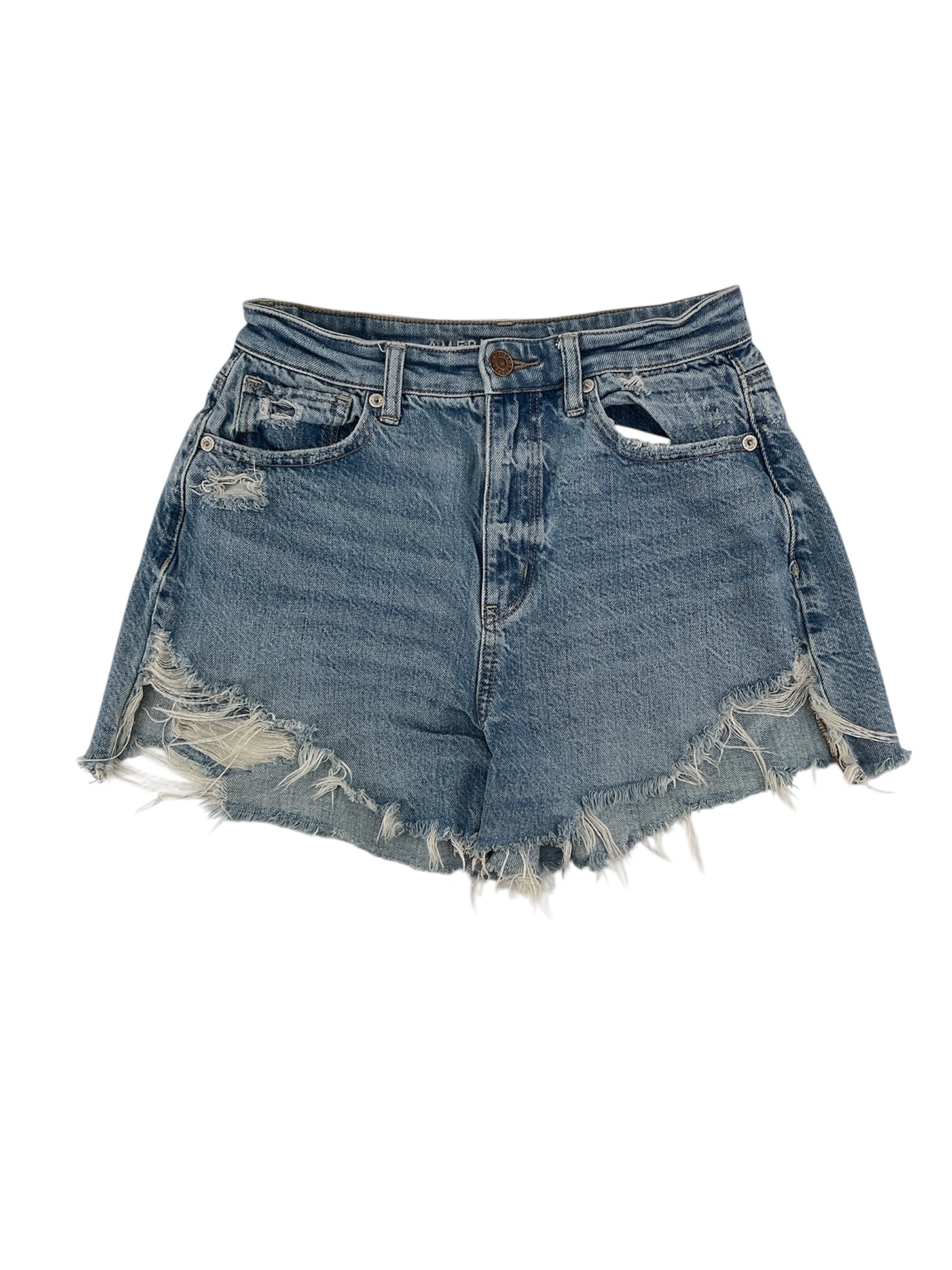 American Eagle Blue Shorts Low Rise Denim Cutoff Shortie Shorts Size 2 - Size 2