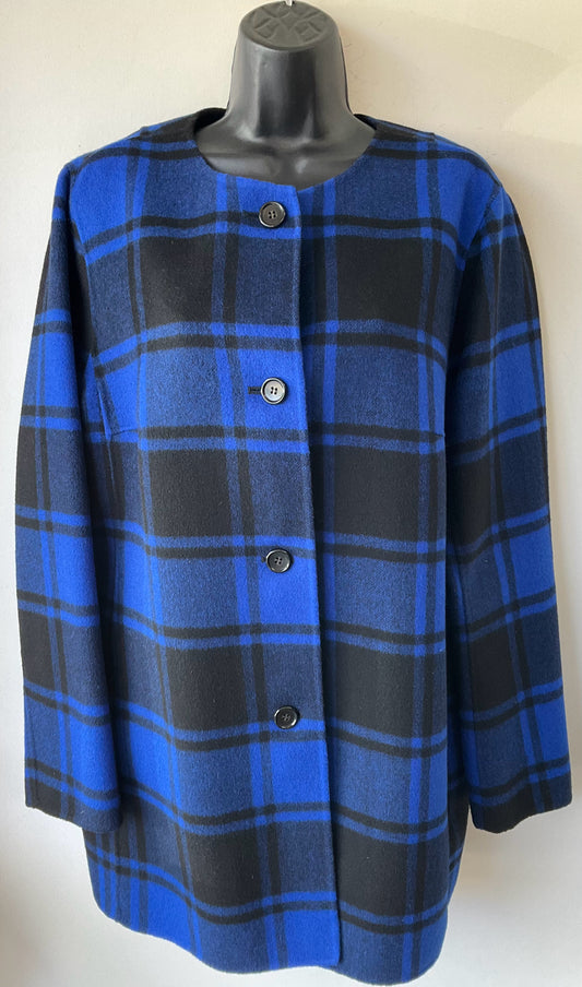 Talbots Size XL Black/Blue Plaid Jacket