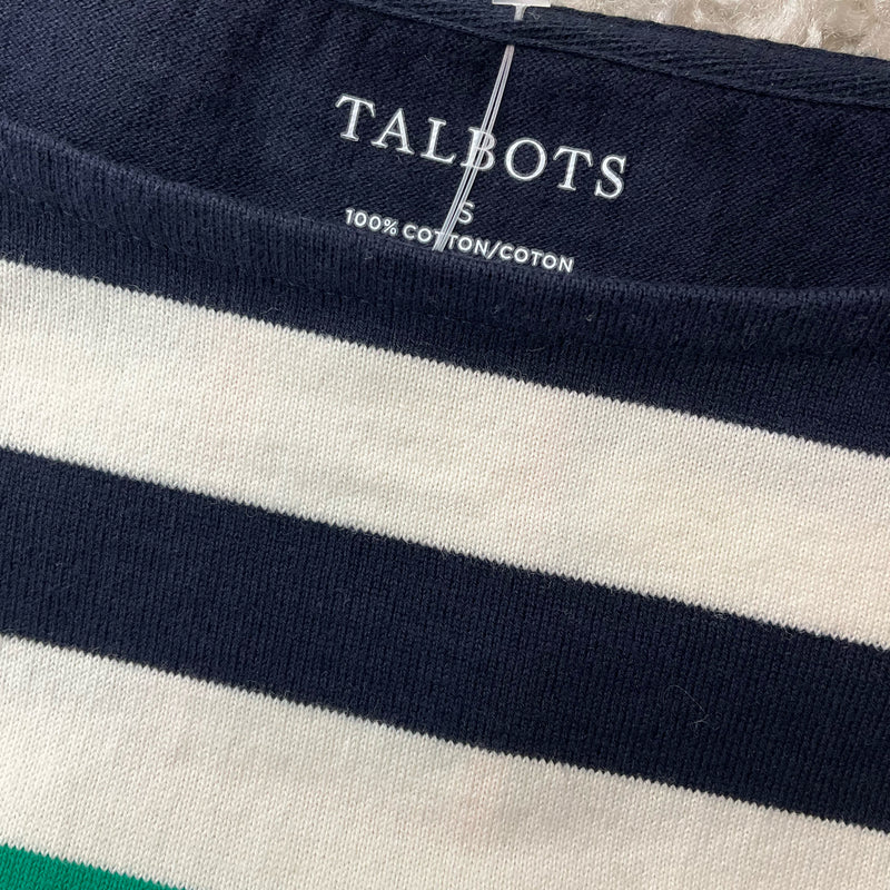 Talbots Navy/White/Green Stripe Pre-Owned Ladies Top - Size Small - Margaret’s Fine Consignment