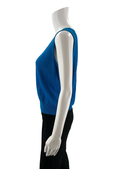 Cable &amp; Gauge Blue Textured Pre-Owned Ladies Top - Size Medium Petite