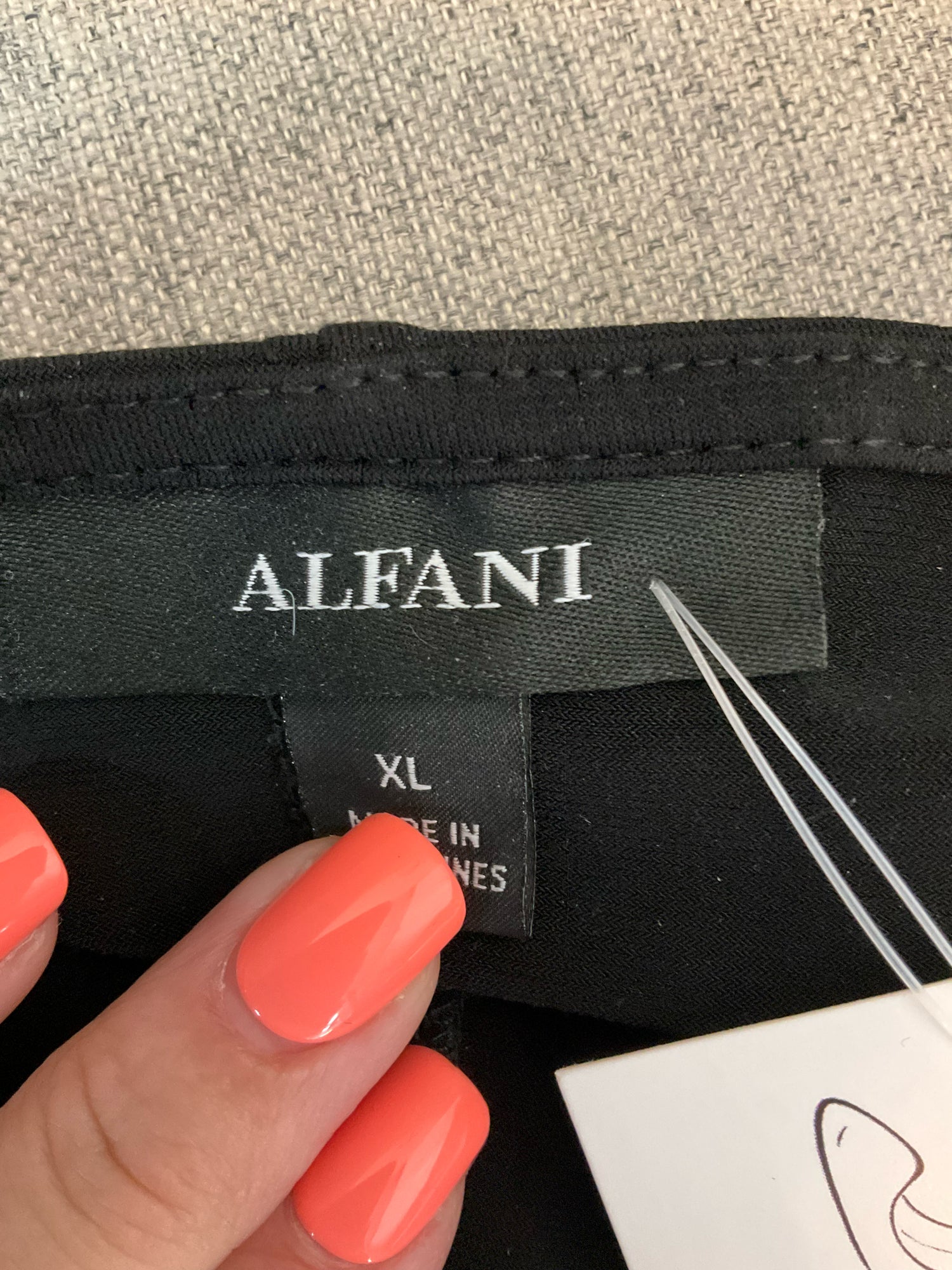 Alfani Black 3/4 Sleeve Stretch Knit Top | Size XL | Wardrobe Staple