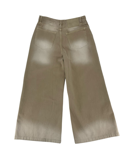 One Teaspoon Khaki Wide Leg Cropped Cotton Pants - Size 30 - ONLINE ONLY