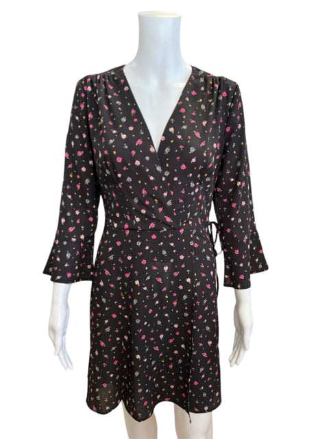 French Connection Size 4 Black Floral Pre-Owned Ladies Dress