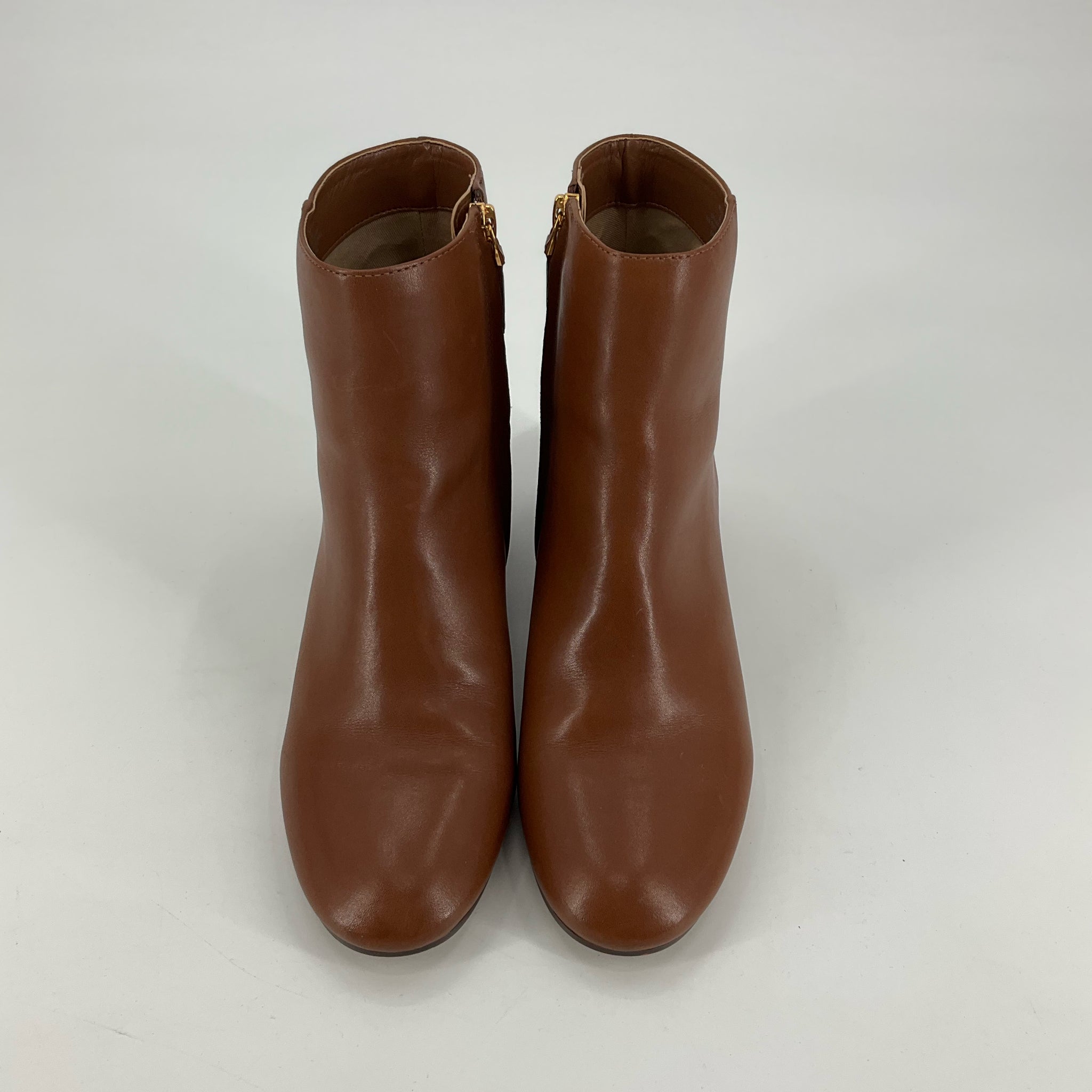Lauren Ralph Lauren Wellford Tobacco Leather Ankle Booties Size 8