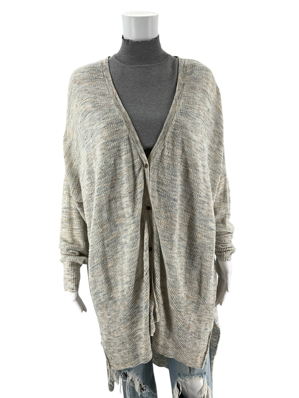 Free People Cream/Blue/Orange Heathered Pre-Owned Ladies Top - Size Large