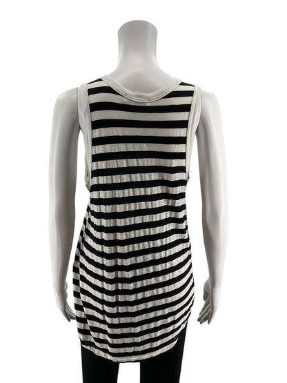 Michael Stars Striped Racerback Tank Top Black White Size Small