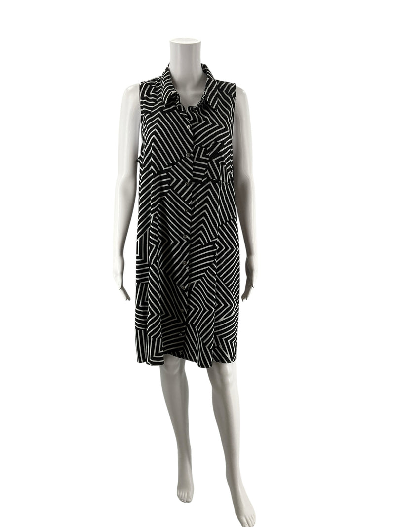 Alfani Black/White Stripe Pre-Owned Ladies Dress - Size 10