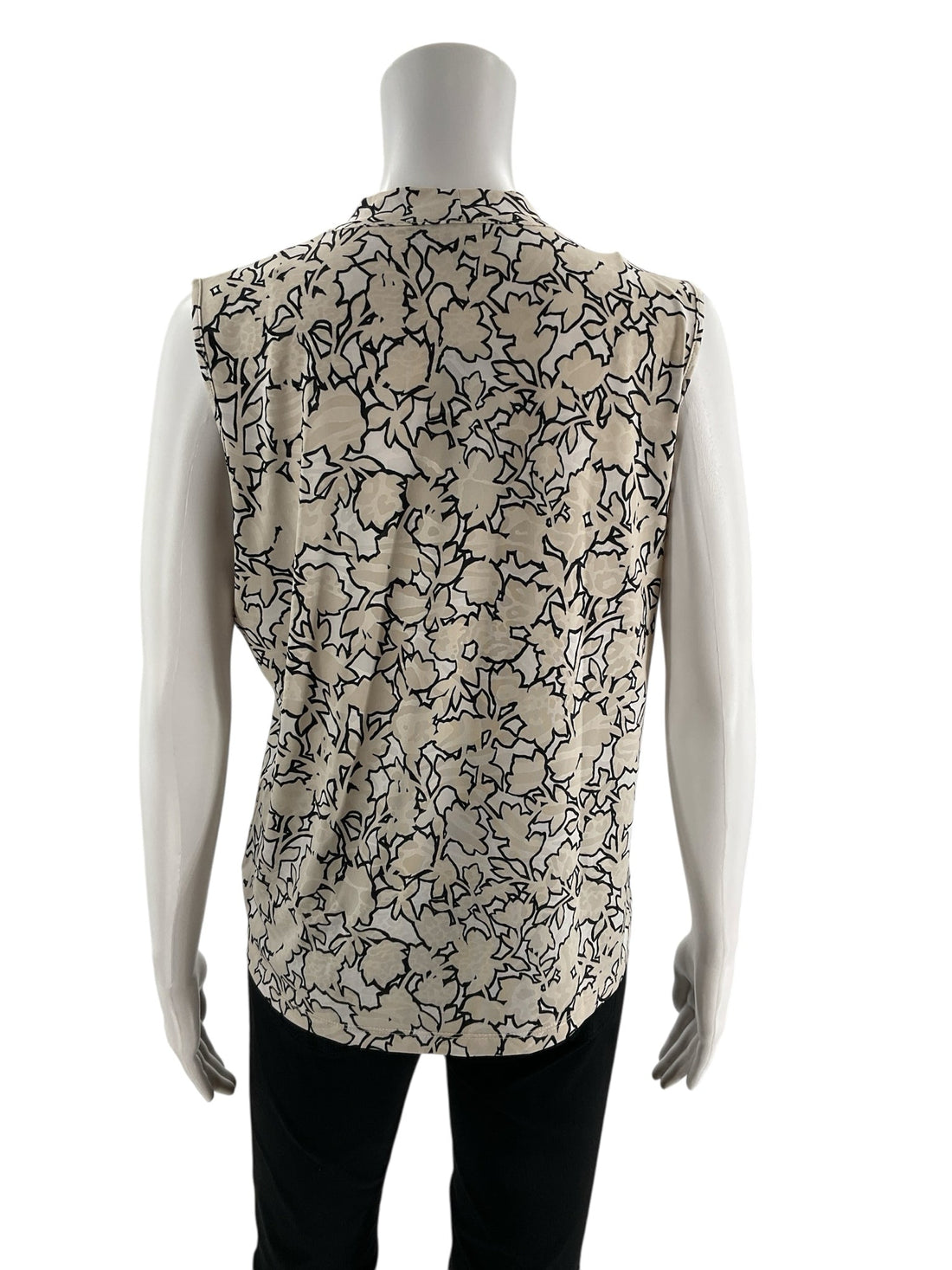 Jones New York Tan/White Print Pre-Owned Ladies Top - Size Petite Large - Margaret’s Fine Consignment