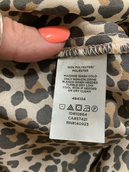 LOFT Petites Leopard Print Shirred Blouse Tan Brown Animal Print Top Size MP