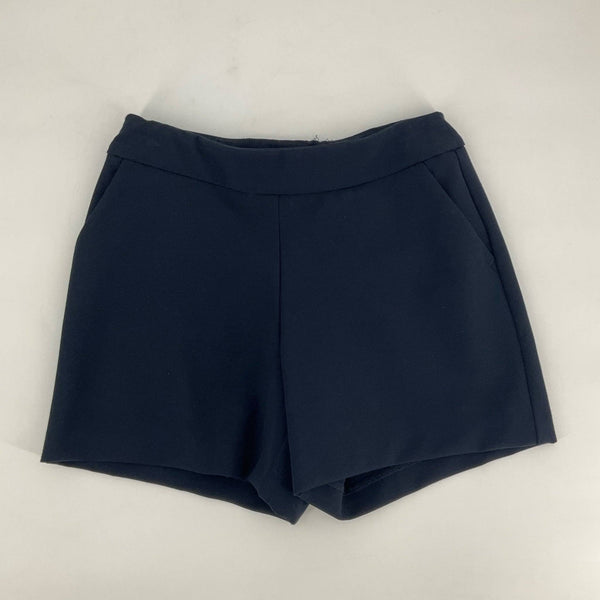 Front view of ILTM navy solid shorts size XS, featuring a clean waistband and sleek silhouette, available at Margaret’s Fine Consignments.